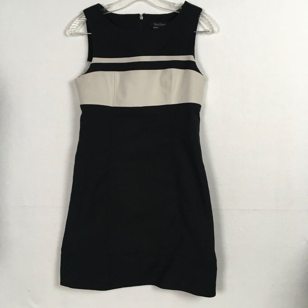 White House Black Market Dress Size 0 Black White Color Block Sheath Sleeveless